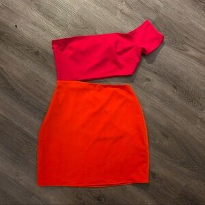 REVOLVE Lovers + Friends Rowan pink and orange cutout barbiecore mini dress